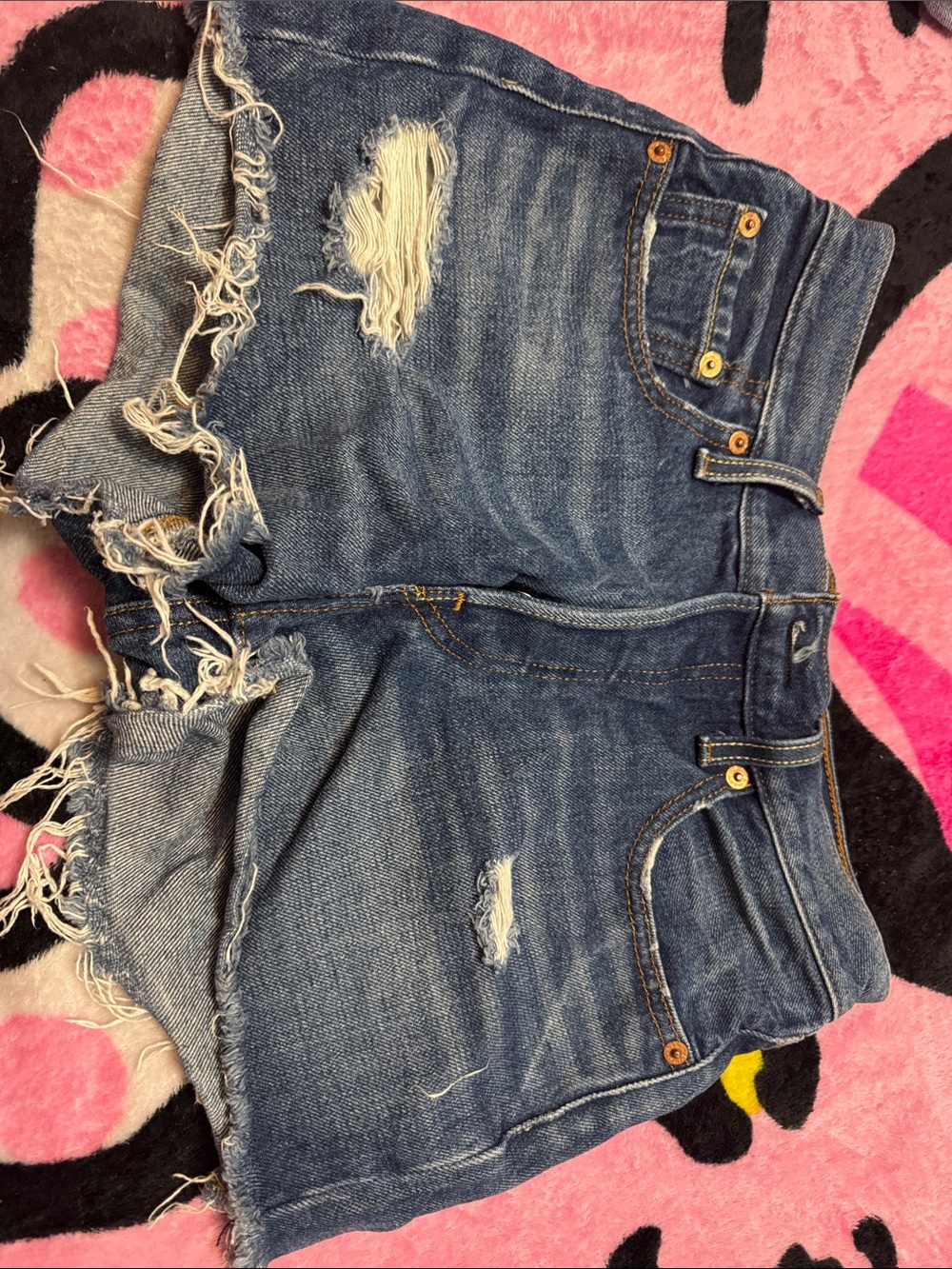 Levi's Distressed Blue Denim Jean Shorts